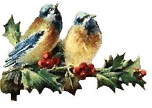 Vintage Christmas Bluebirds Clipart