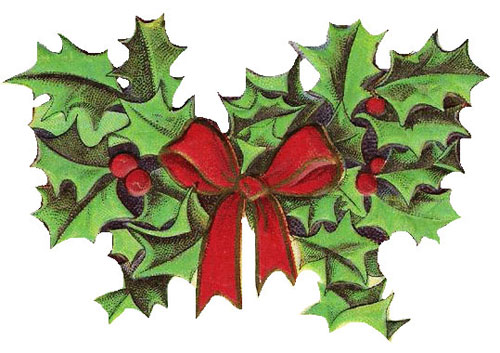 christmas clip art pictures. Free Vintage Christmas Clipart - Wreath of Holly