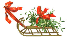 Vintage Christmas Clipart - Santa's Sleigh with holly and ribbons