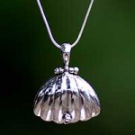Sterling silver locket necklace, 'Seashell' (Indonesia)