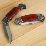 Engraved Rosewood DecoGrip Hunting Knife #L636959