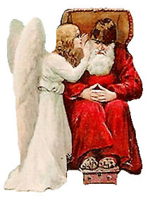 Vintage - Angel whispering in ear of Santa