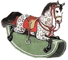 Vintage Santa Claus Clipart - Christmas Rocking Horse