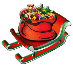 Vintage clipart - Sleigh with gifts