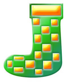 Christmas Stocking with Green and Orange checks