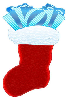 Red Christmas Stocking with Christmas gifts