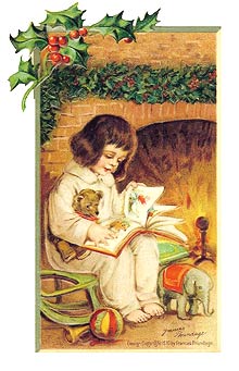 Vintage - Child Reading Christmas Story