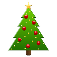 Christmas Tree - Green with red Ornaments