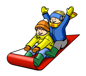 Christmas Clipart: Kids on Sled