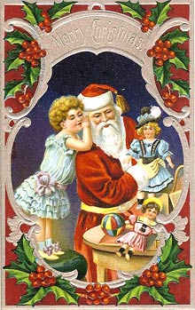 Victorian Free Christmas clipart - Santa Claus in fancy frame of holly