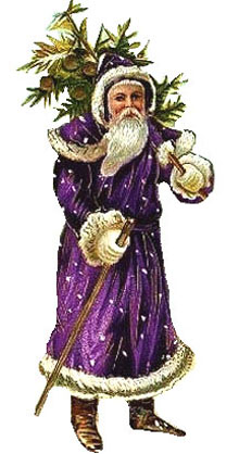 Victorian Free Christmas clipart - Santa Claus purple suit and plant
