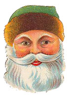 Vintage Christmas Cross Clipart - Santa Claus portrait green hat