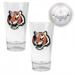 Cincinnati Bengals 2 Piece Pint Glass Set with Football Bottom