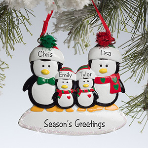 Winter Penguin Family 2 3 4 5 6 7 8 9 Personalized  Christmas Ornament 