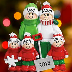 Snow Shovel Family Ornament