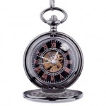 Personalized Ice Black Mechanical Pocket Watch