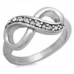 Personalized Stainless Steel Infinity Ring with Cubic Zirconia