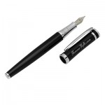 Personalized Quality Black and Silver Fountain Pen