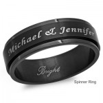 Personalized Black Stainless Steel Spinner Ring