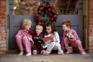 Children reading Christmas story