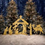 Glittering Nativity Silhouette Yard Decor