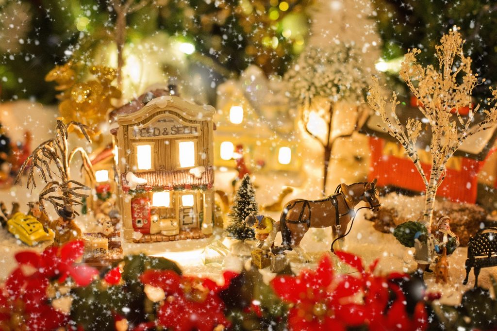 retro christmas decorations village