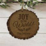 Personalized Joy to the World Rustic Wood Ornament
