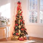 7-Ft. Pull-Up Fully Decorated Pre-Lit Poinsettia Tree