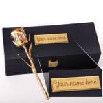 Custom Engraved Box – 24 Karat Gold Dipped Natural Rose 7″