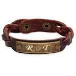 Personalized Braided Brown Genuine Leather Bracelet