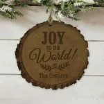 Personalized Joy to the World Rustic Wood Ornament