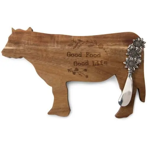 Good Food Good Life Acacia Cheese Board with Sunflower Spreader
